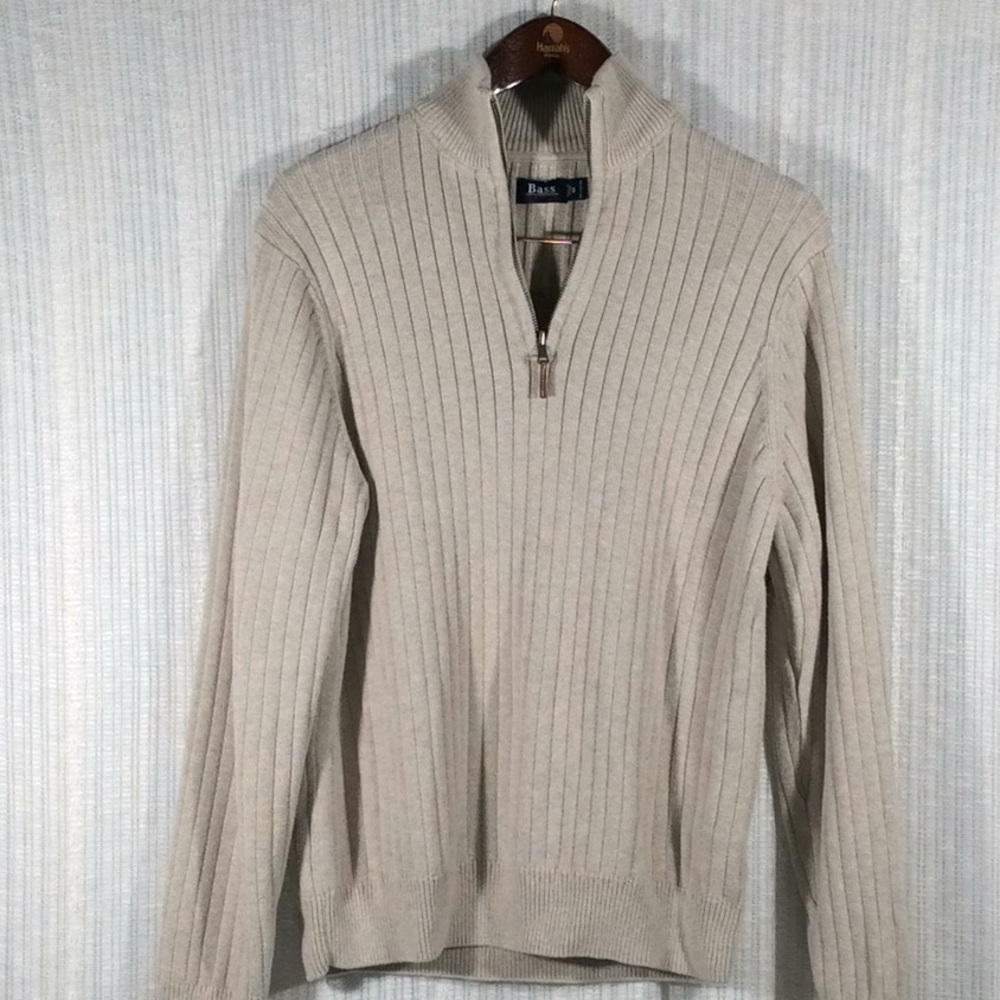 G.H. Bass & Co Quarter Zip Beige Sweater-Medium